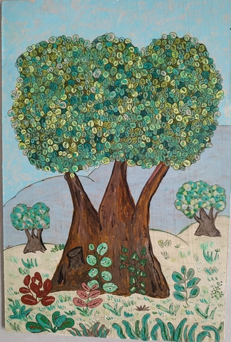 Arbre, peinture acrylique sur medium