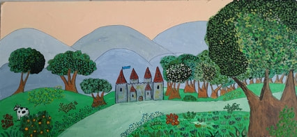 La vache du château, peinture