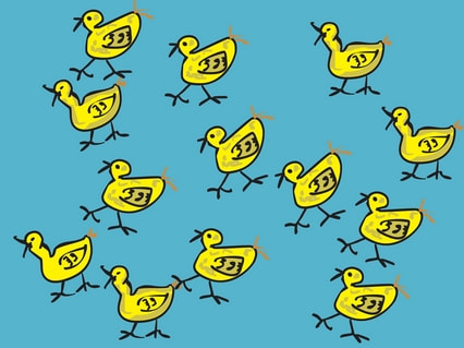 Carte postale, poussins