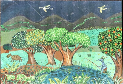 Diable pêcheur, peinture