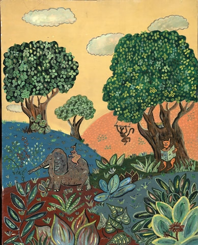 Lecteur concentré, peinture