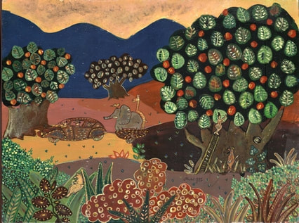 Cueillette, peinture d’un lecteur cueillant