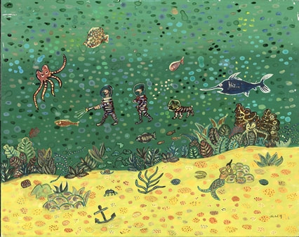 Sous la mer, peinture