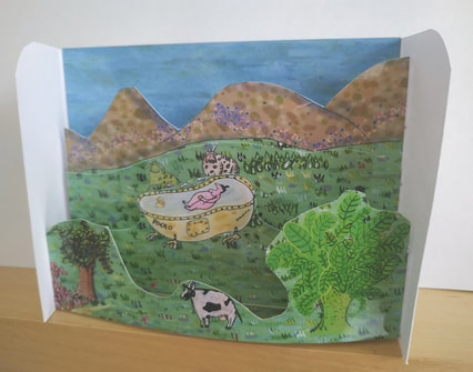belle en baignoire - carte pop-up